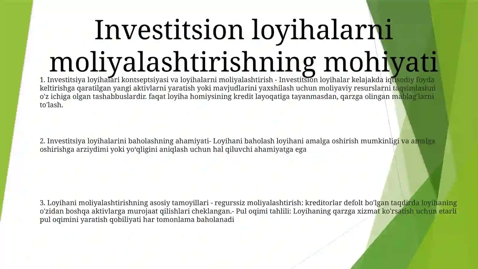 Investitsiya Loyhalarini Moliyalashtirishning Mazmuni Va Mohiyati 2