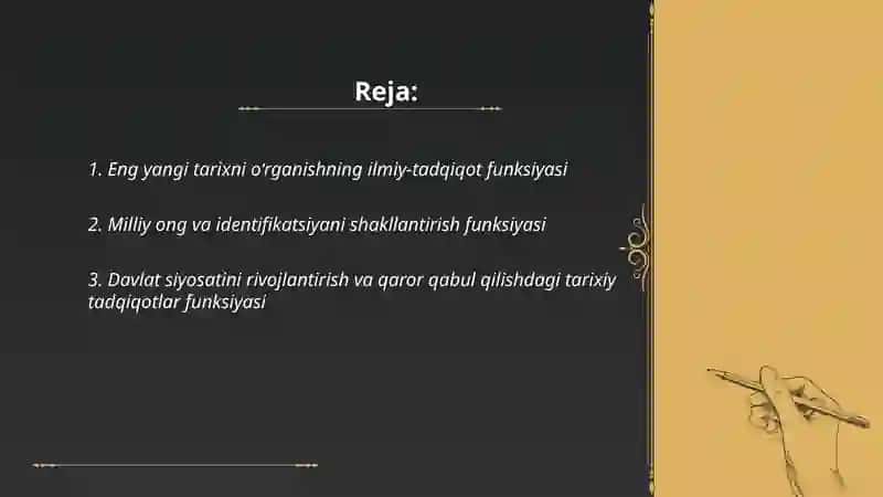 O‘zbekistonning eng yangi tarixini o‘rganish funksiyalari va tamoyillari 2