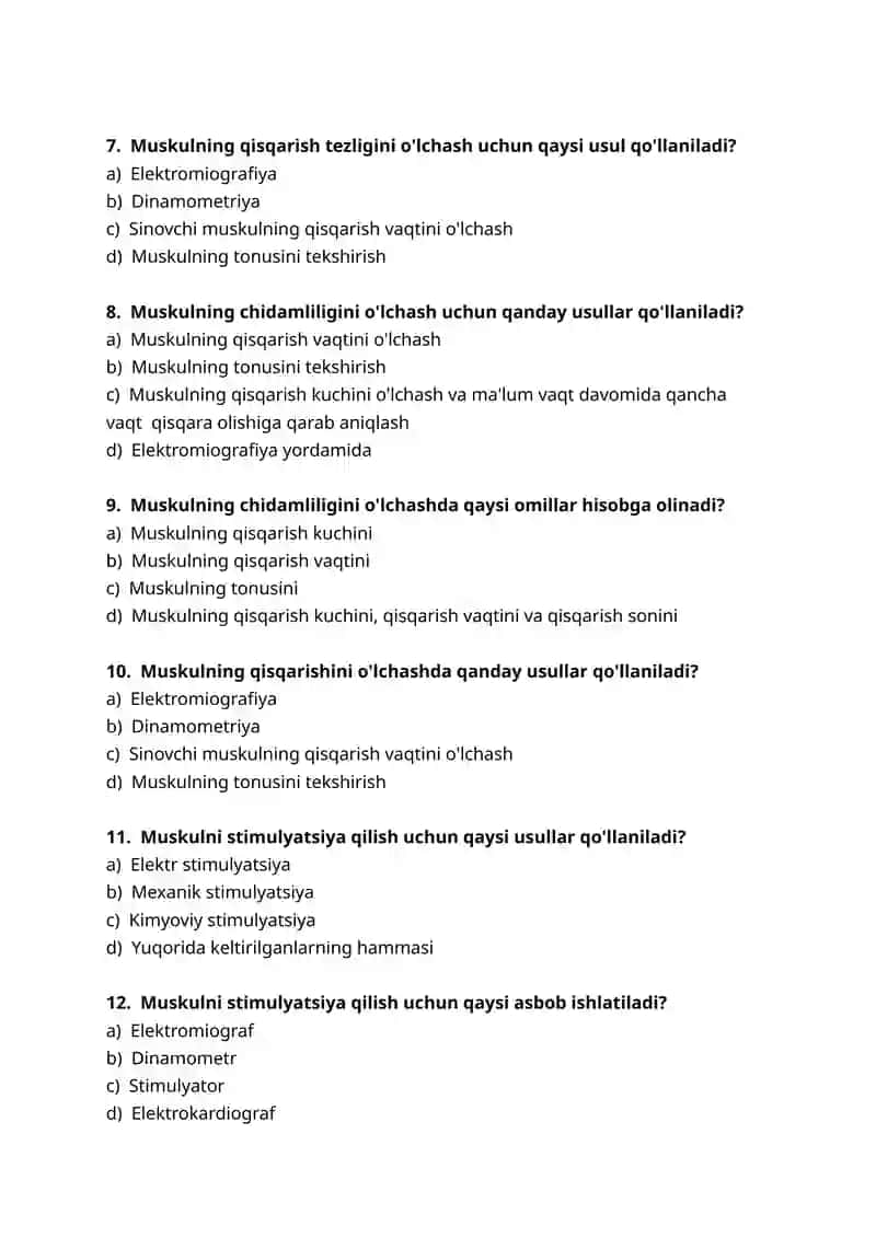 Fiziologiya: Muskullar Xossalari 2