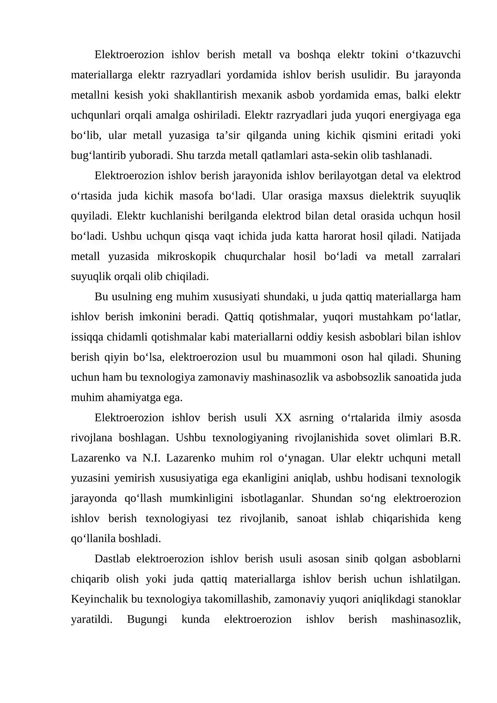 Elektroerozion ishlov berish texnologiyasi 2