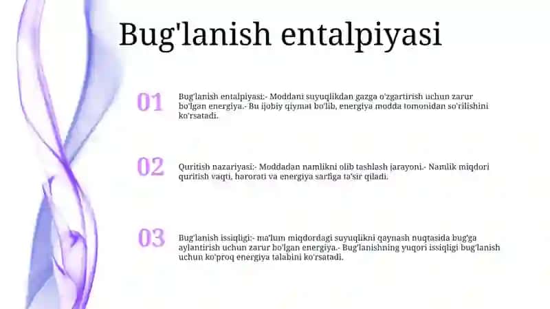 Suyuqlik Va Quruq Toyingan Bugning Asosiy Parametrlari Bug Hosil Qilish Issiqligi 2