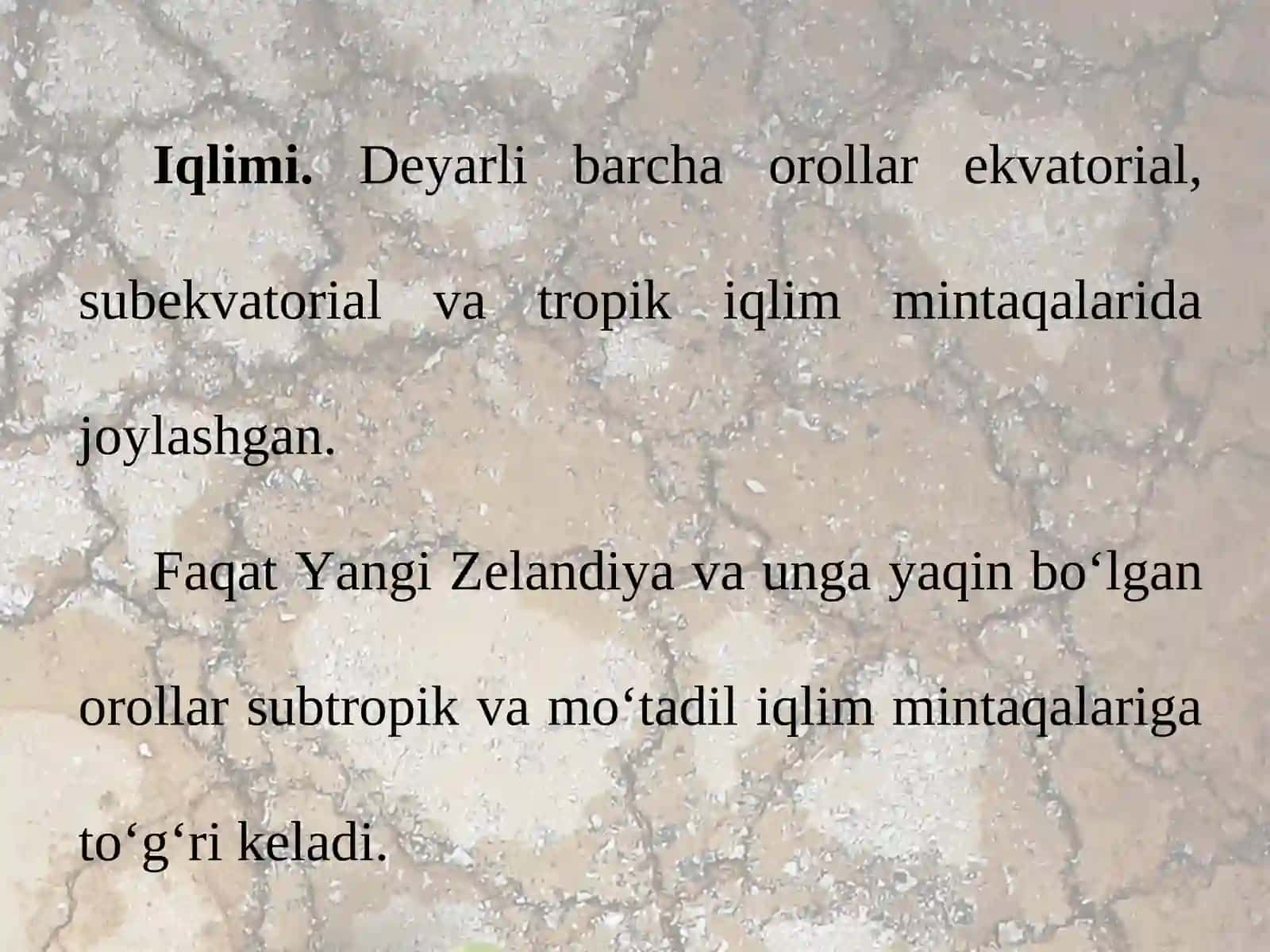 Okeaniya iqlimi, tabiat zonalari va aholisi 2