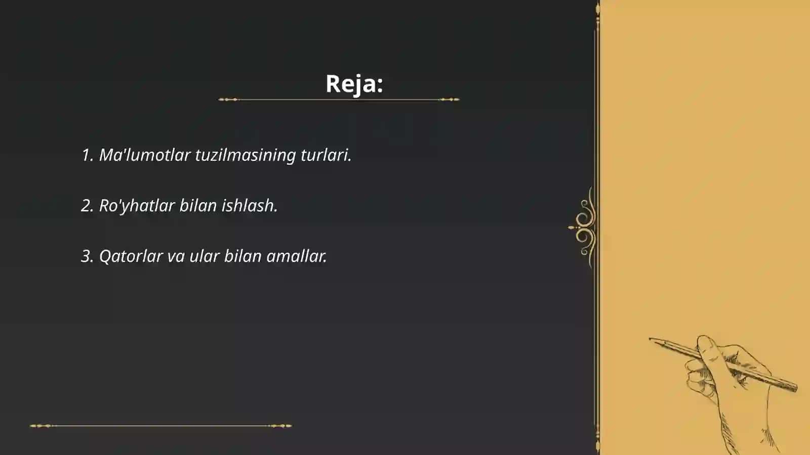 Tuzilmasi va uning metodlari bilan ishlash 2