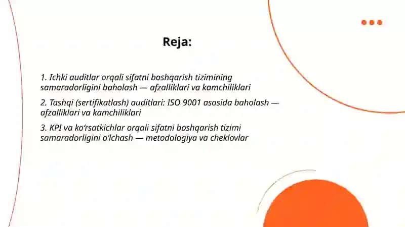 Ichki auditlar orqali sifatni boshqarish tizimining samaradorligini baholash 2