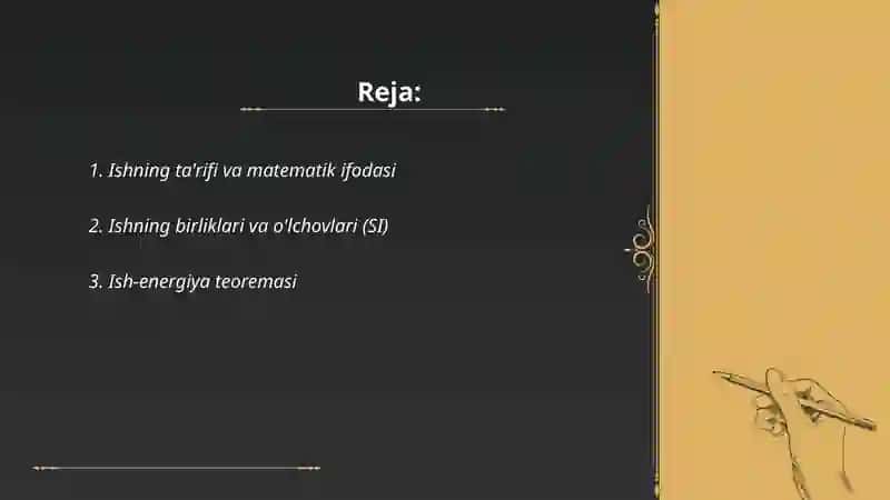 Ish, energiya va energiyaning saqlanish qonuni 2