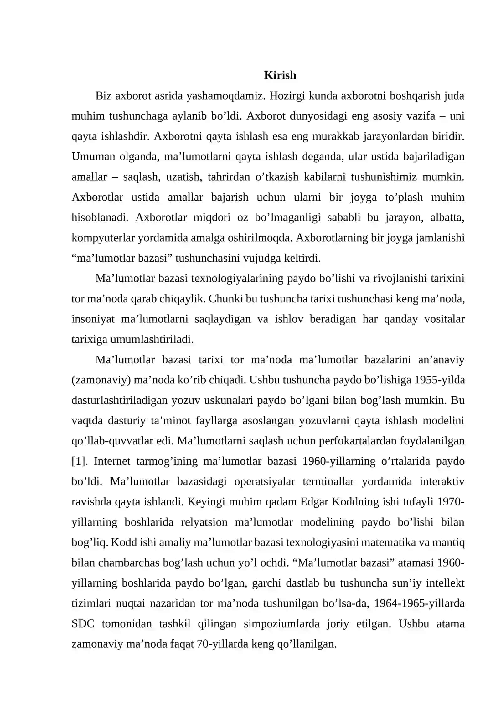 MA’LUMOTLAR BAZASI TEXNOLOGOYALARI FANIDAN 2