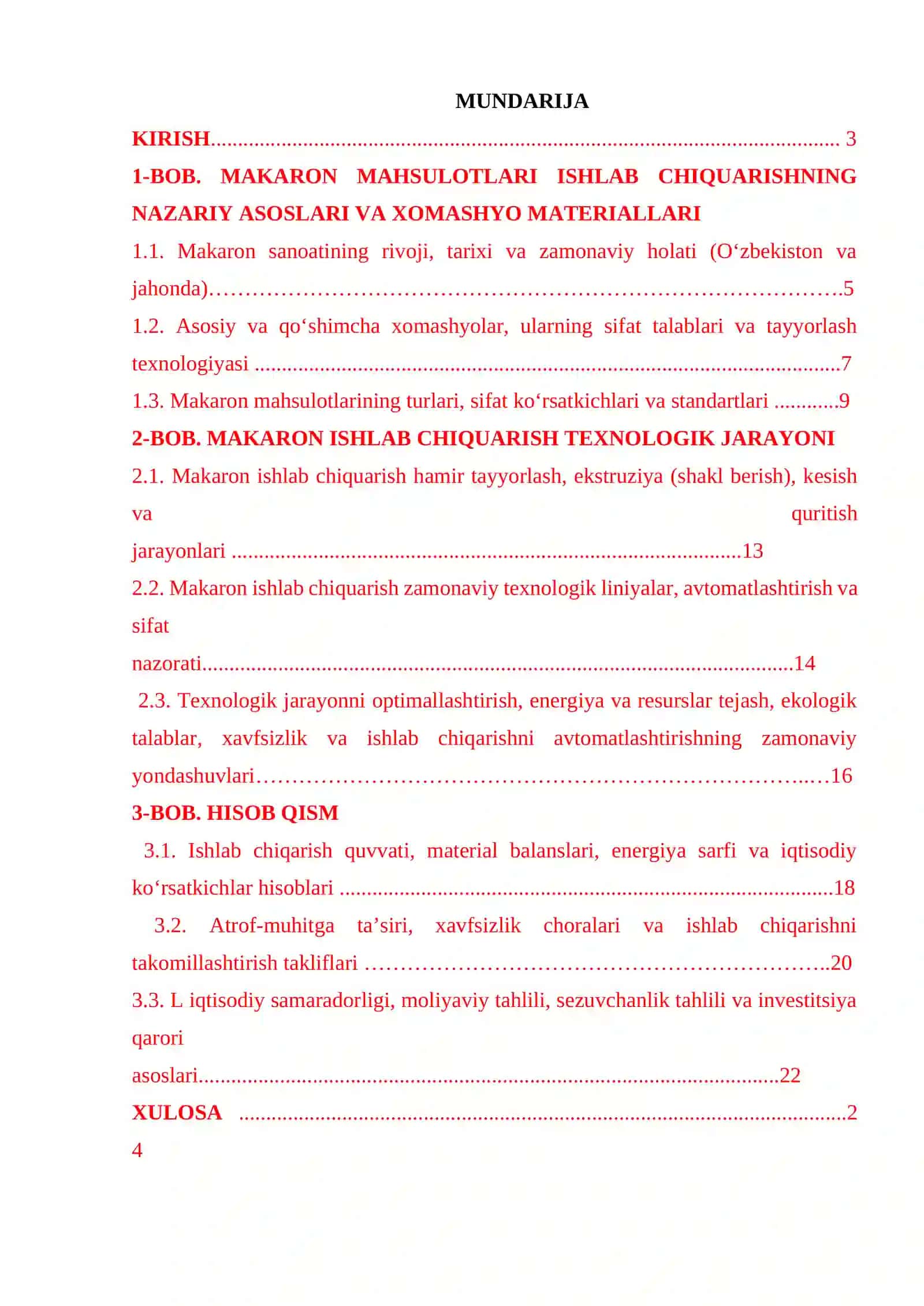 Sutkasida 30t/s unumdorlikdagi makaron mahsulotlarini ishlab chiqarish texnologiyasi 2