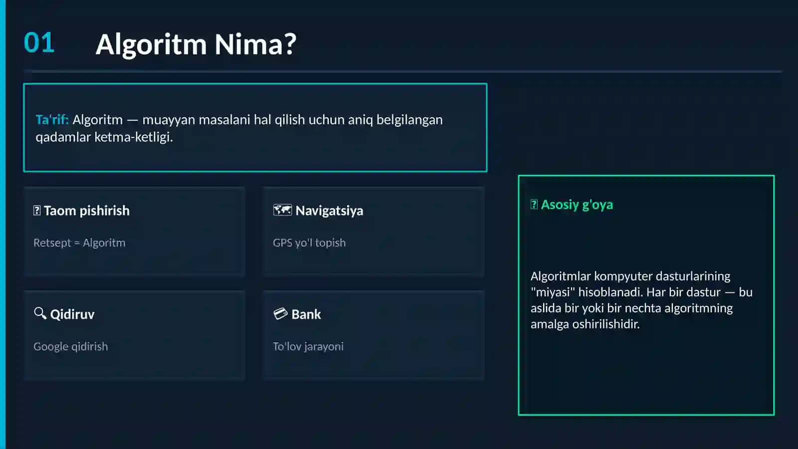 Raqamli Algoritmlar va uning turlari prezentatsiya 2