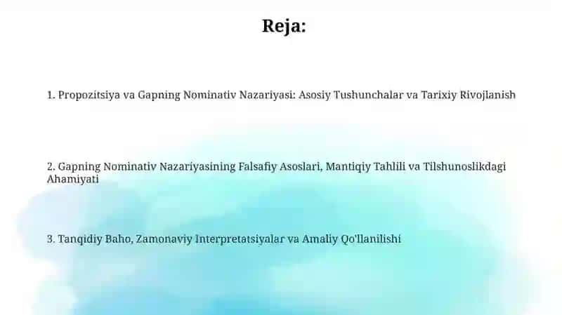 Propozitsiya tushunchasi va gapning nominativ nazariyasi 2