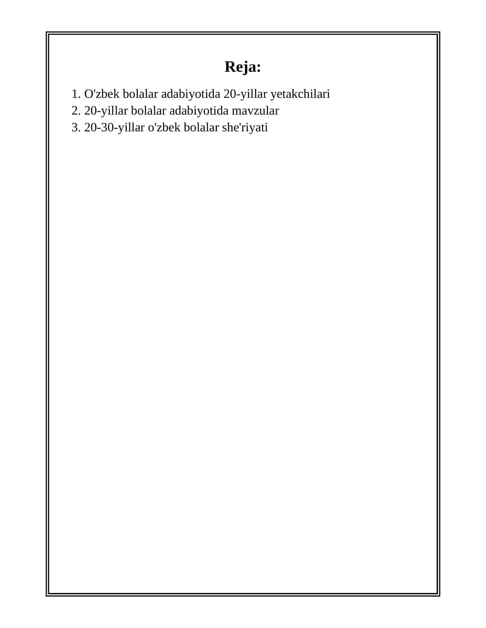 O’zbek bolalar adabiyotida 20-30-yillar o’zbek bolalar adabiyoti 2