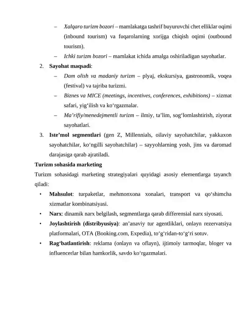 TURIZM BOZORLARI 2