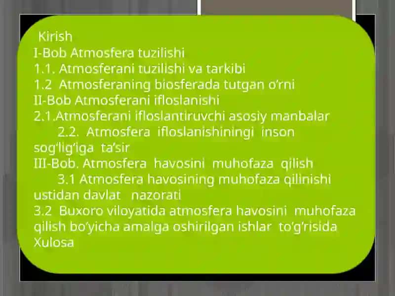 Atmosfera ҳавоси ва унинг ифлосланиши(Бухоро вилояти мисолида) 2
