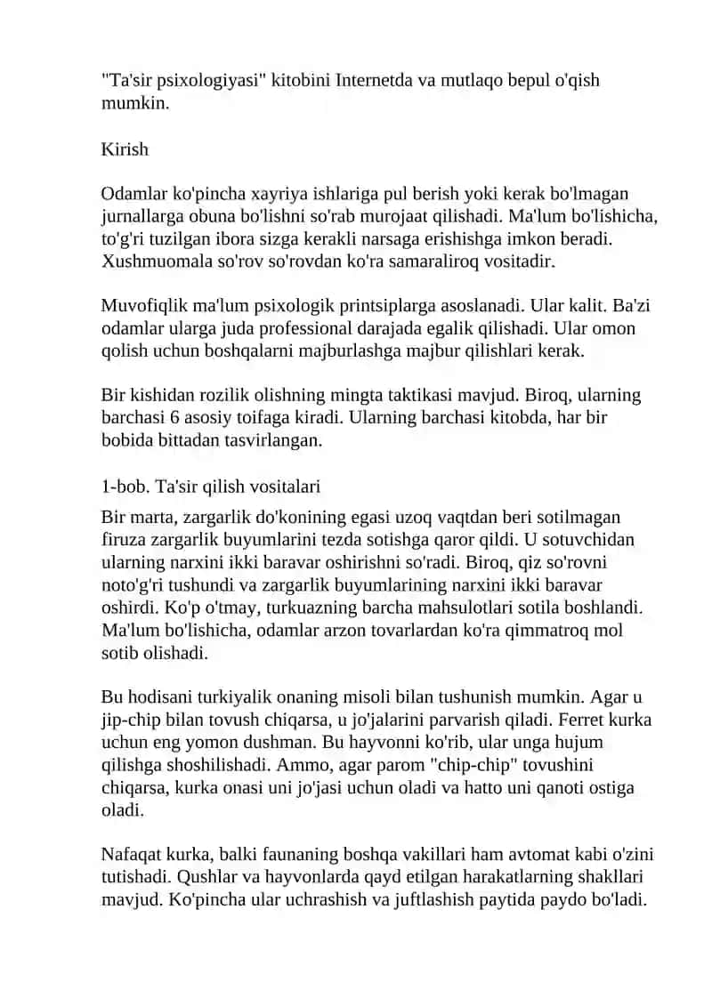 Ta'sir psixologiyasi Robert Chaldini 2