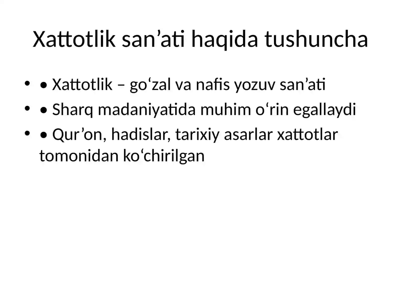 O‘rta Osiyoda Xattotlik San’ati 2