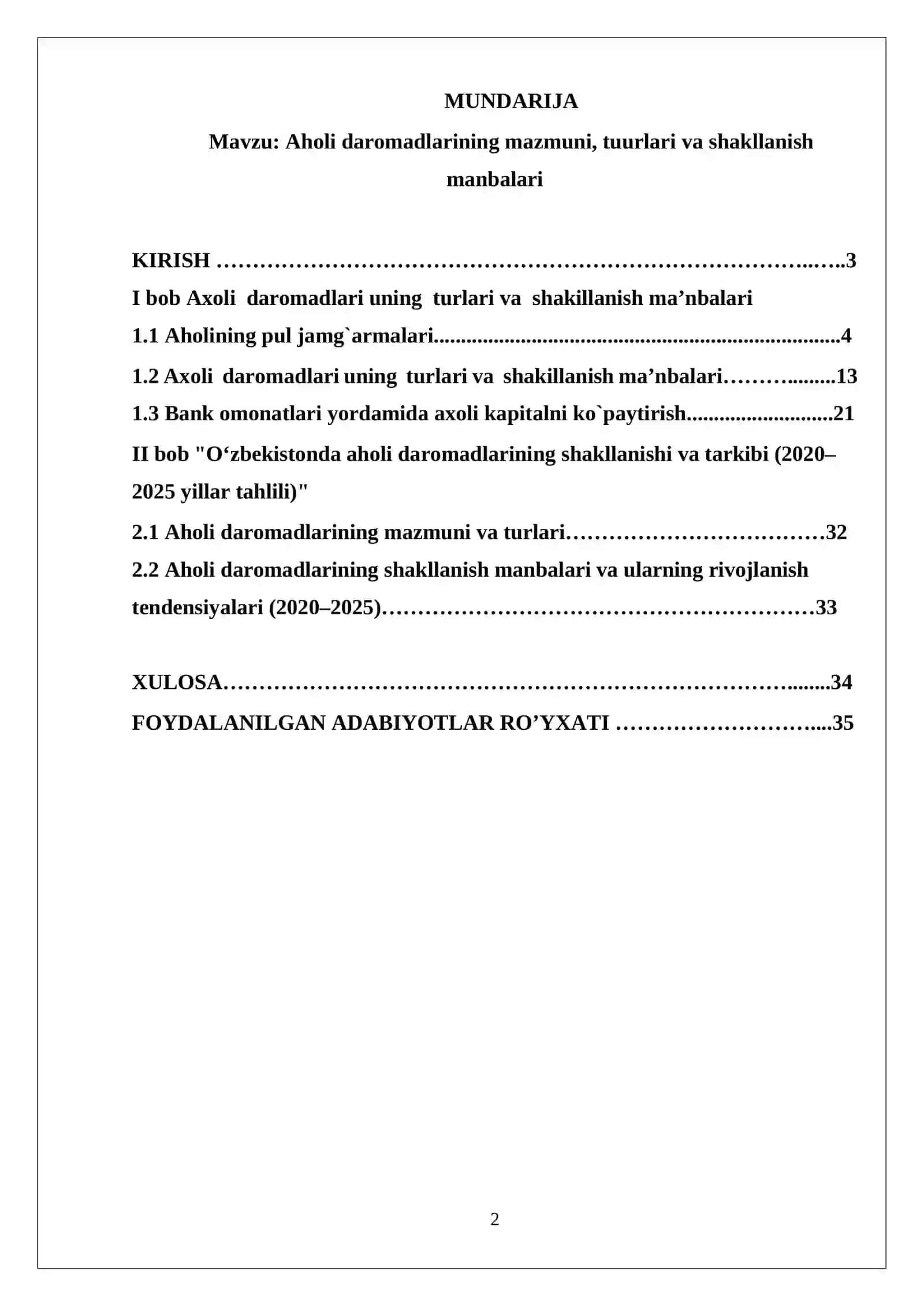 Aholi daromadlarining mazmuni, tuurlari va shakllanish manbalari 2