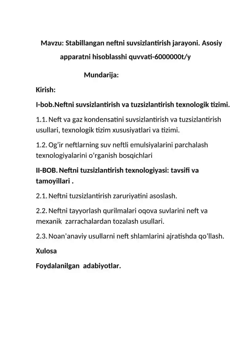 Neft va gaz texnologiyalari kurs ishi 2