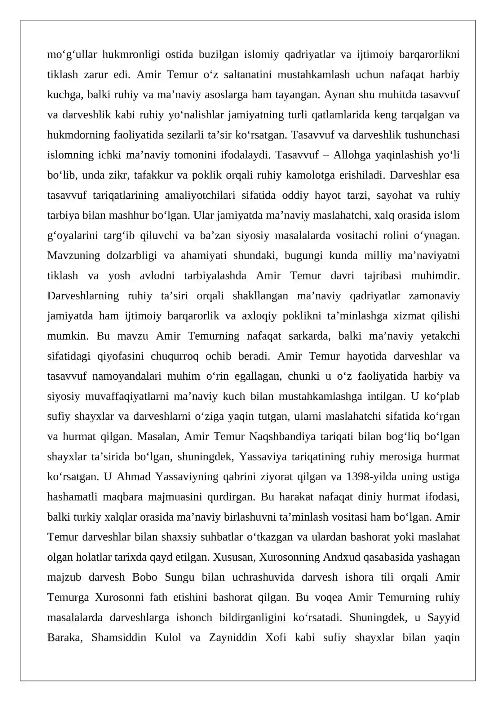 Amir Temur hayotida darveshlarning tutgan o‘rni va ro‘li 2