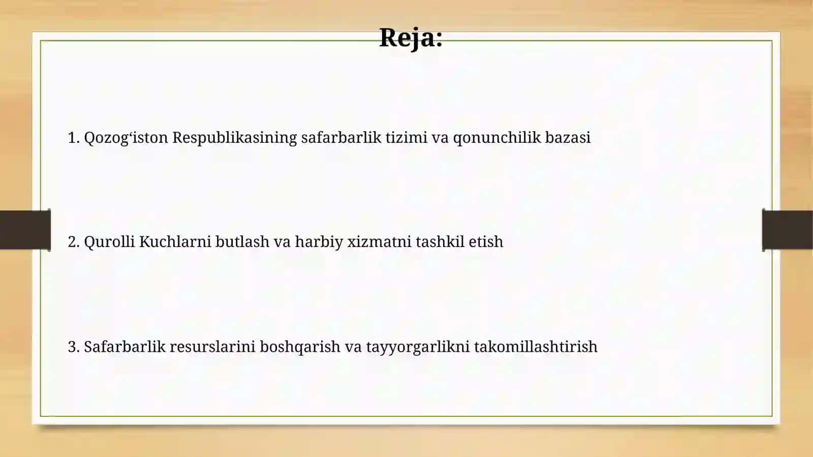 Qozog‘iston Respublikasining safarbarlik rezervlari 2