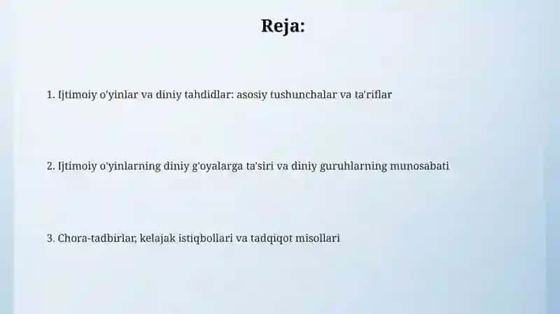 Ijtimoiy oʻyinlar va diniy tahdidlar 2