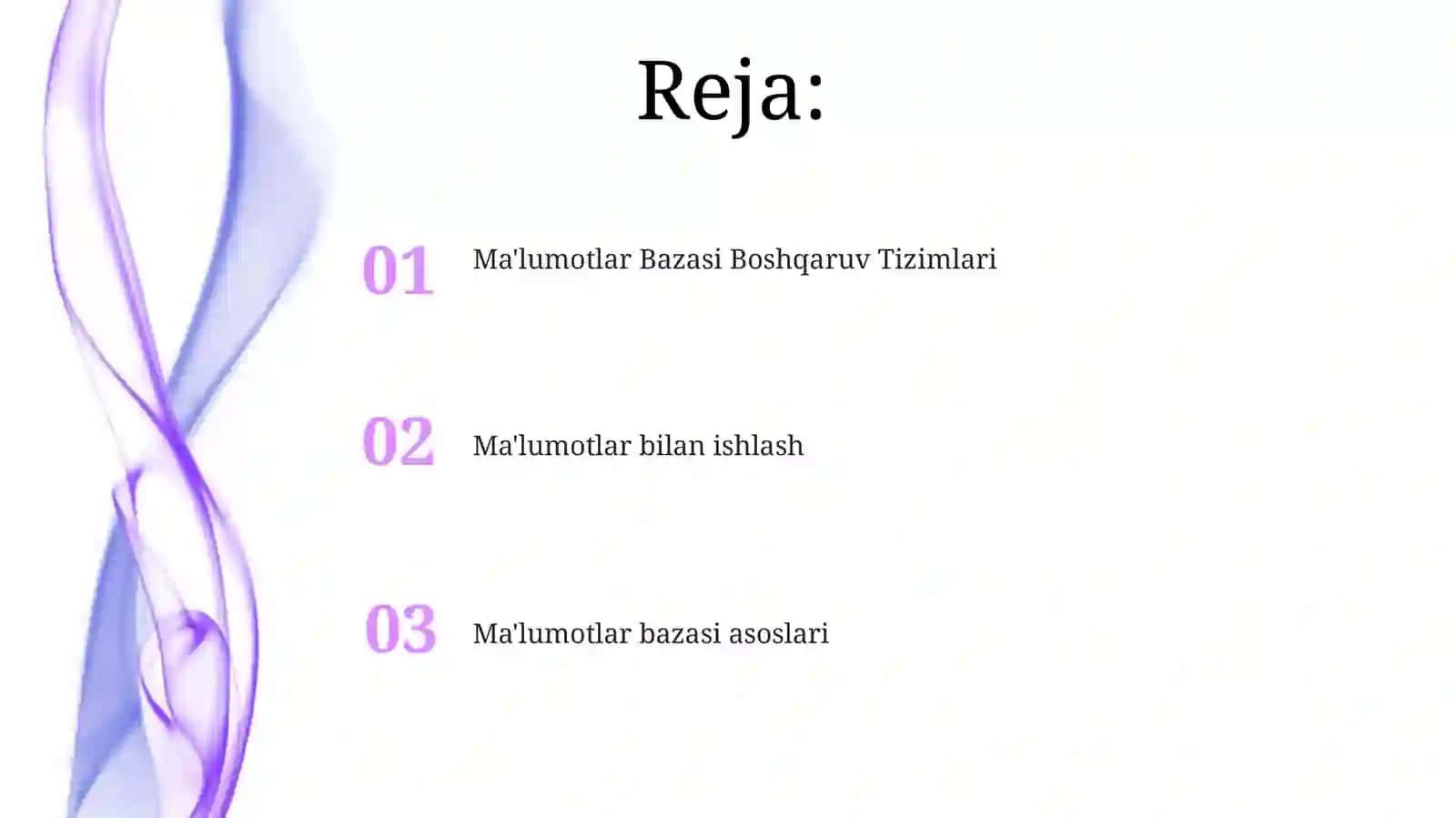 Ma'lumotlar Bazasi Boshqaruv Tizimlari 2