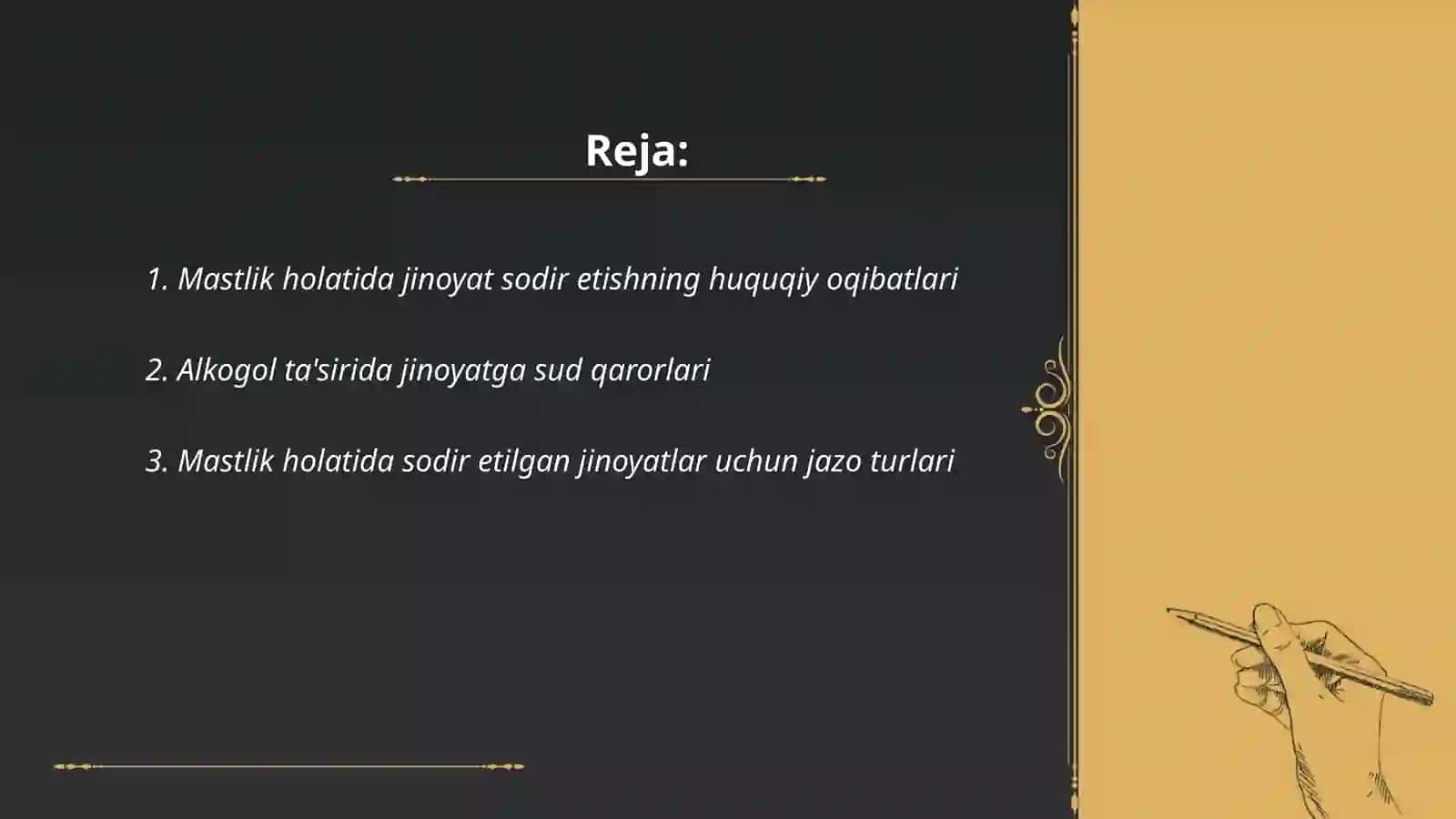 Mastlik holatida sodir etilgan jinoyat uchun javobgarlik 2