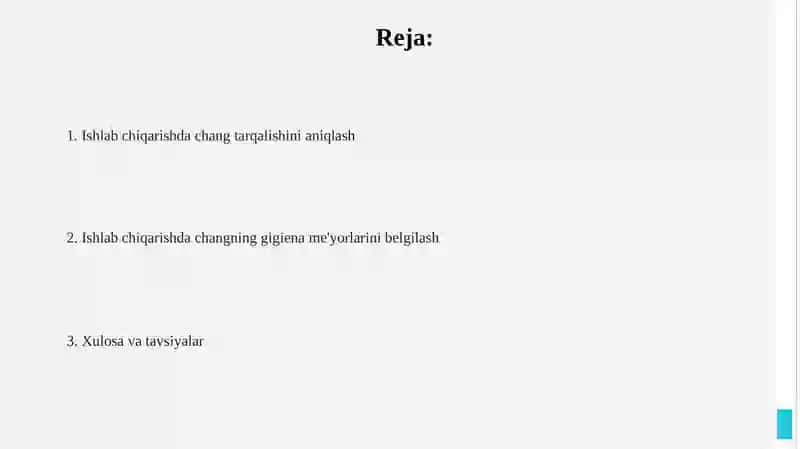 Ishlab chiqarishda changni dispesligini aniqlash 2