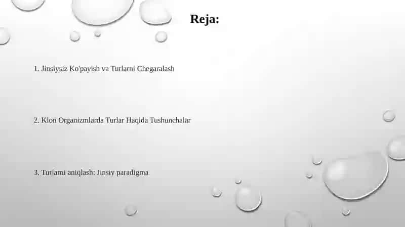 Agam va klonal formalarda tur tushunchasining òziga xosligi 2