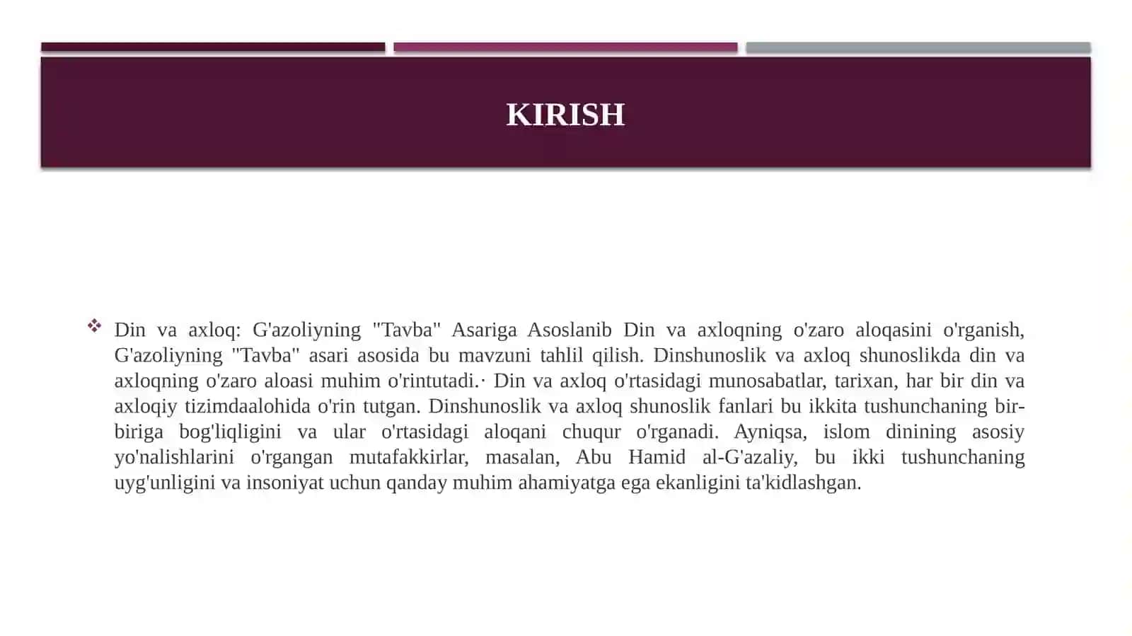 G'azzoliyning tavba asari asosida din va axloq 2