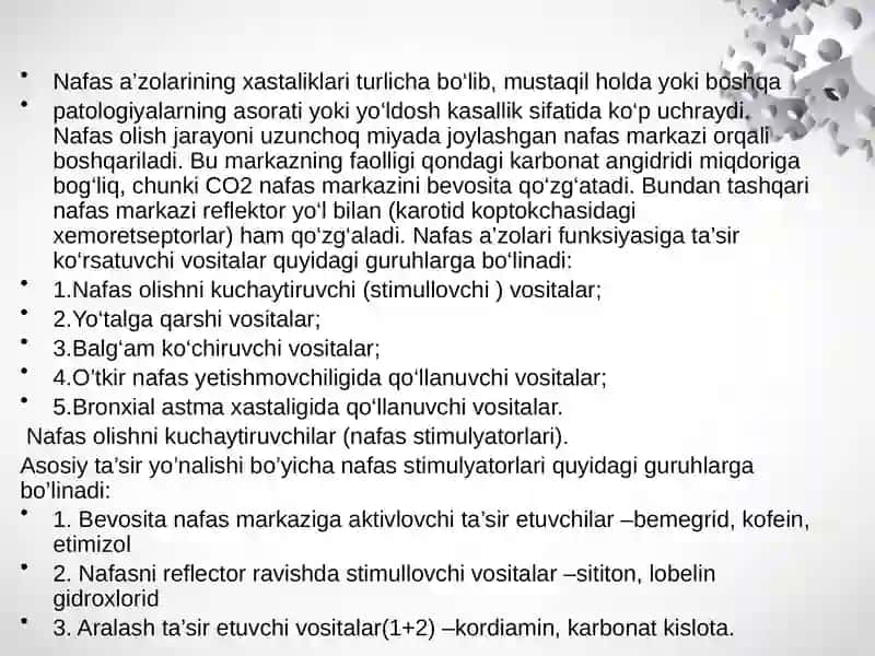 Nafas a'zolariga ta'sir etuvchi vositalar 2