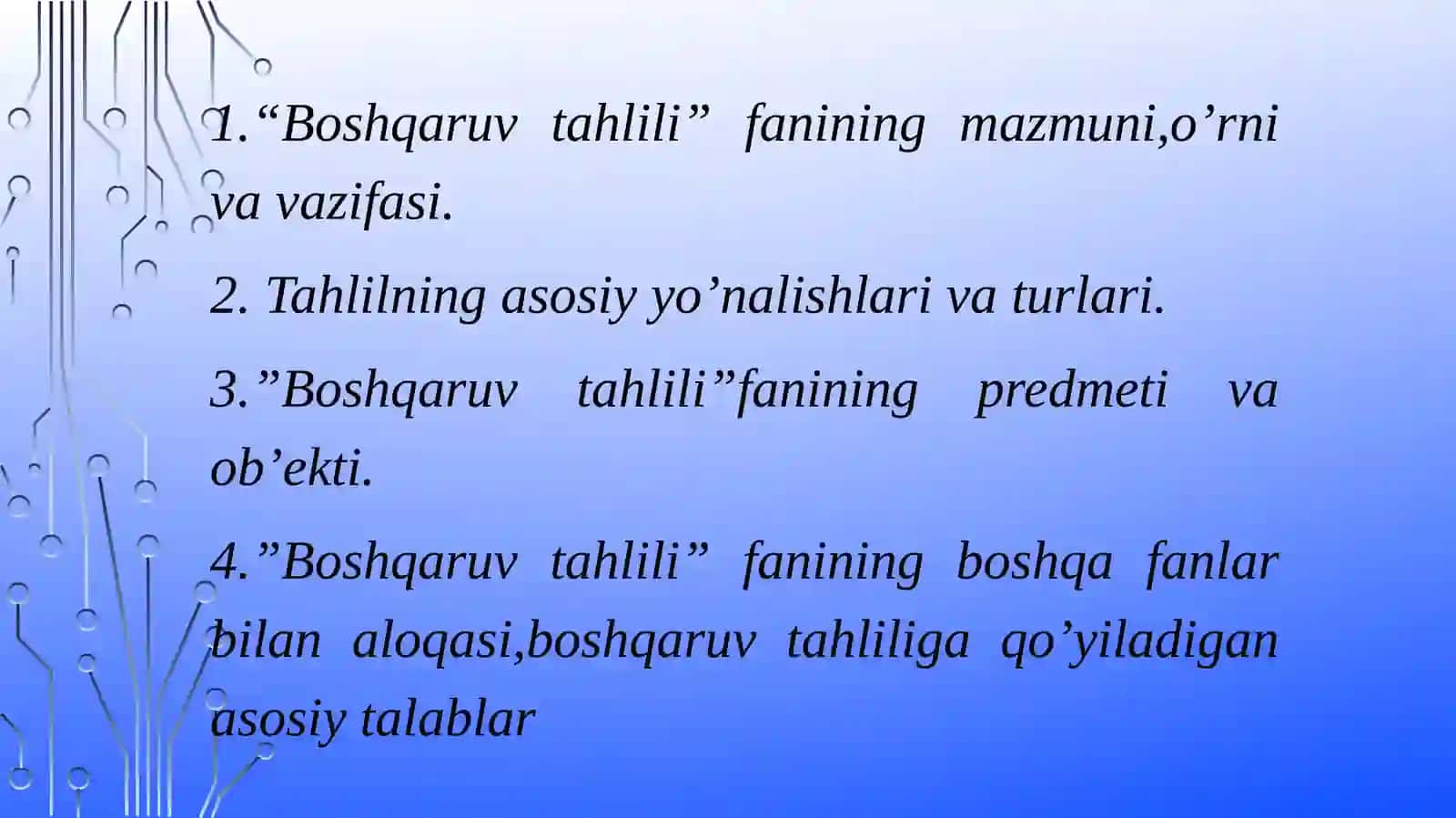 Boshqaruv tahlili fanining predmeti 2
