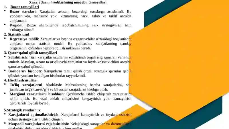 XARAJATLARNI HISOBLASHNING MUQOBIL TAMOYILLARI 2
