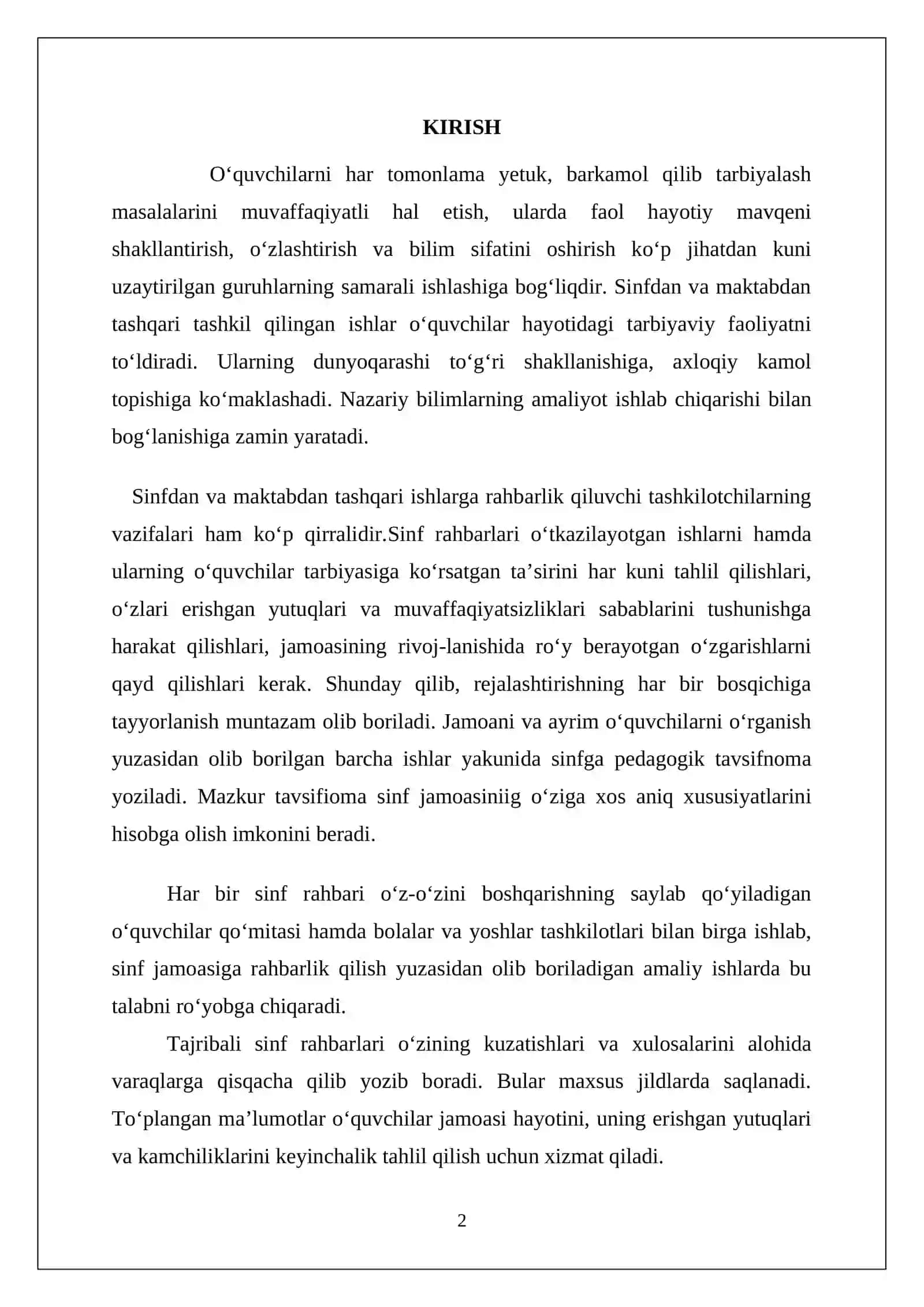 Sinf rahbari ishini rejalashtirish metodikasi 2