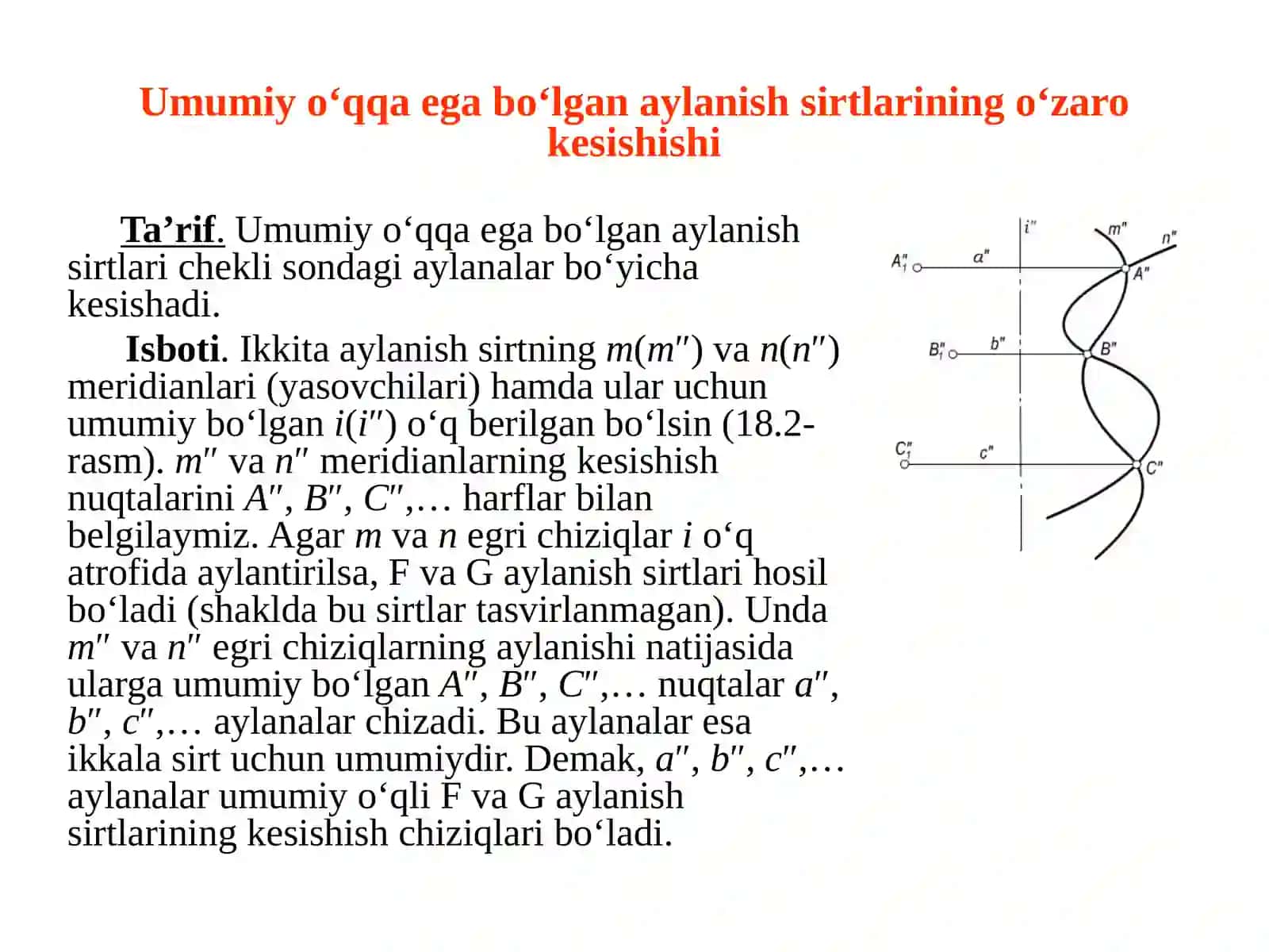 Sirtlarning o‘zaro kesishish chizig‘ini yasash 2