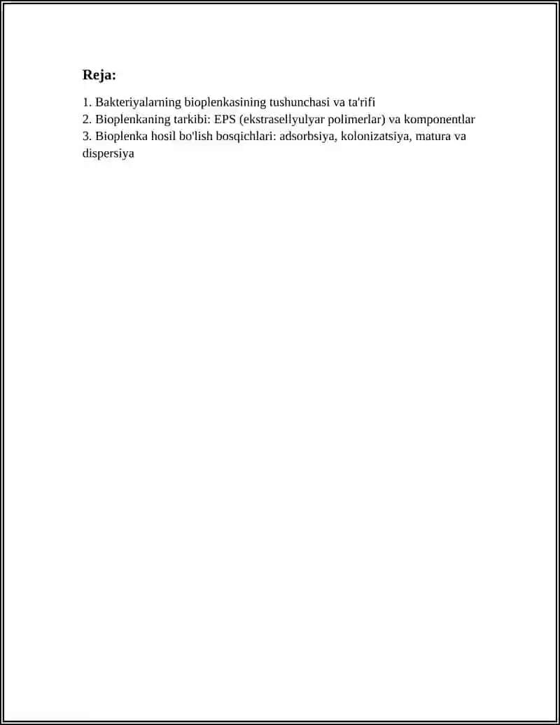 BAKTERIYALARNING BIOPLENKASI 2