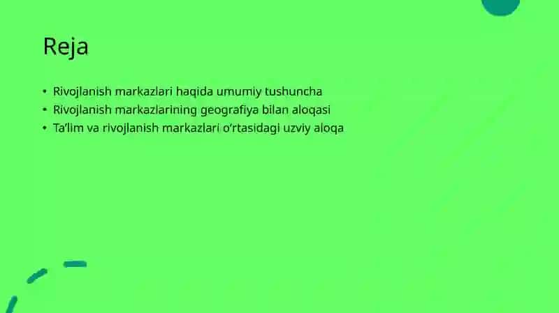 Rivojlanish markazlarining boshqa fanlar bilan aloqasi 2
