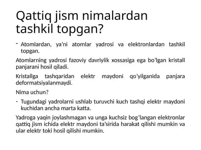 KRISTALL UCHUN SHREDINGER TENGLAMASI 2