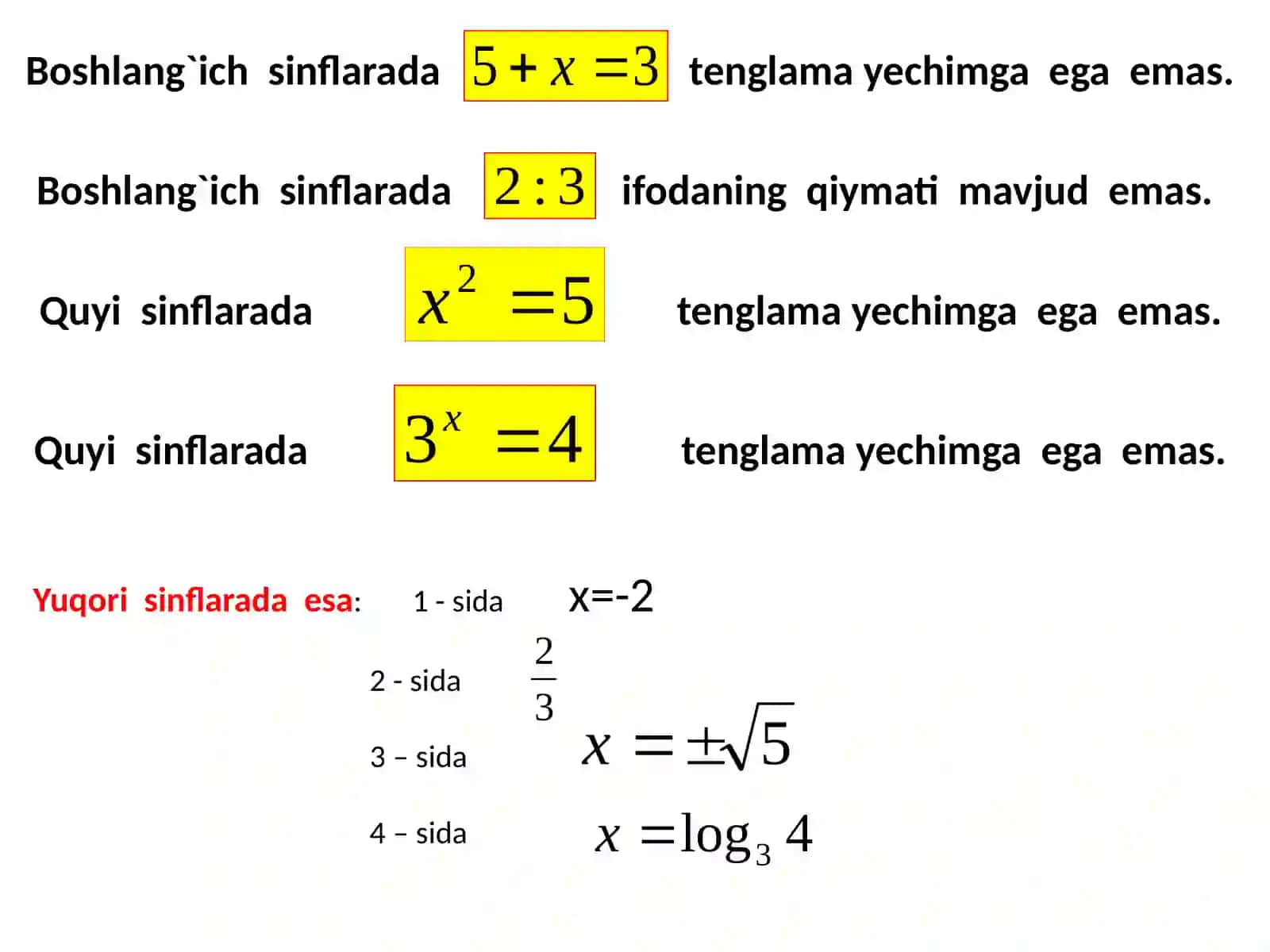 Matematikada algebra tushunchalari 2