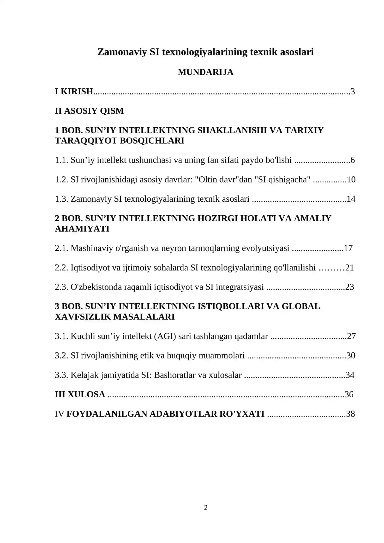 Zamonaviy SI texnologiyalarining texnik asoslari 2