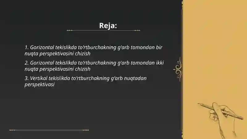Gorizontal Vertikal va Ona Tekislik 2