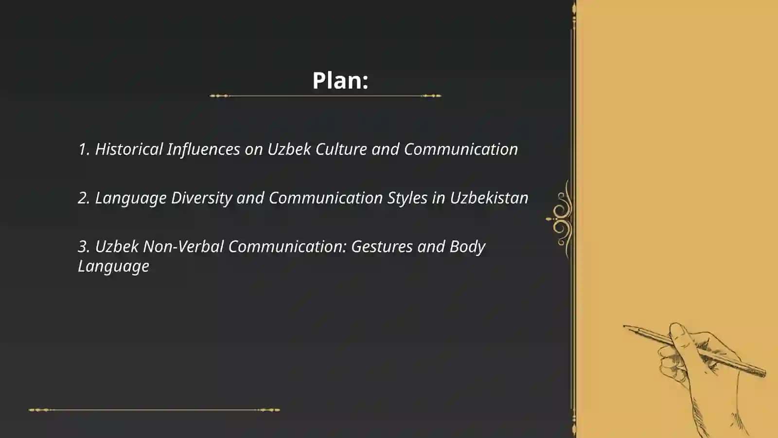 Cross culturial communication: comparing cultures with Uzbekistan 2