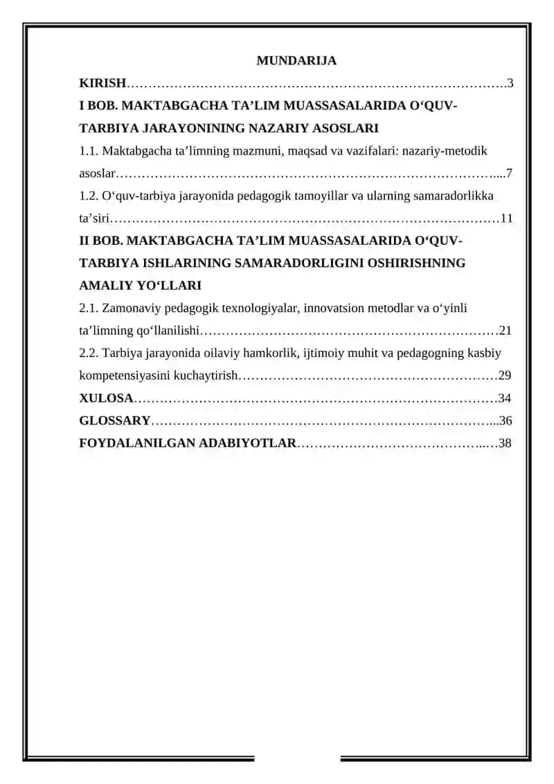 Maktabgacha ta’lim muassasalarida o‘quv tarbiya ishlarini samaradorligini oshirish 2