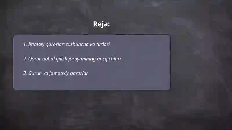 Ijtimoiy qarorlarni qabul qilish 2