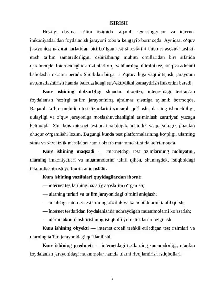 INTERNETDAGI TESTLAR YANGI MUAMMOLARI VA ISTIQBOLLARI 2