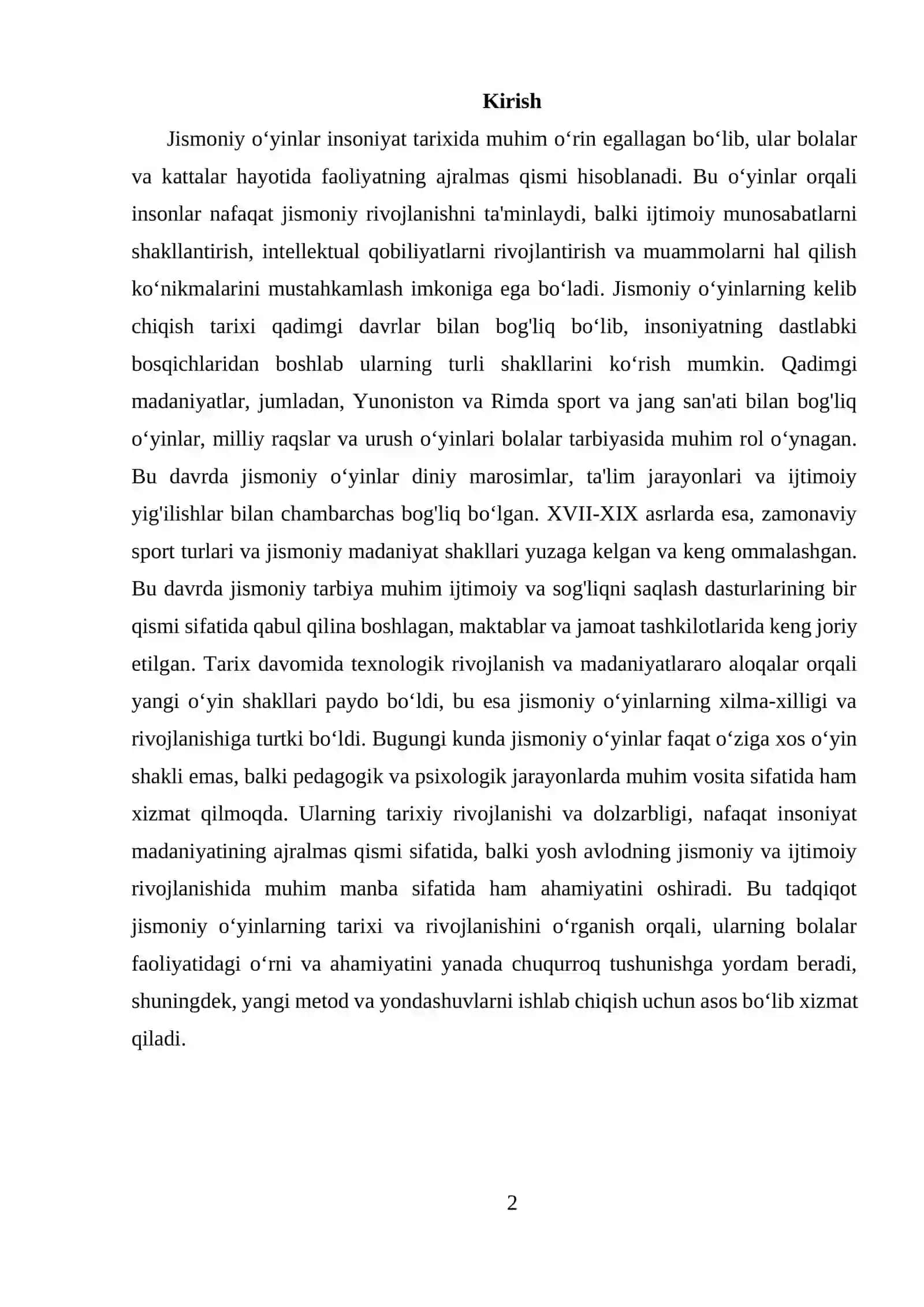 O'YIN BOLA FAOLIYATINING ASOSIY TURI SIFATIDA. O‘YINNING KELIB CHIQISH TARIXI 2