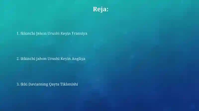 Urushdan keyingi Fransiyaning qayta tiklanishi 2