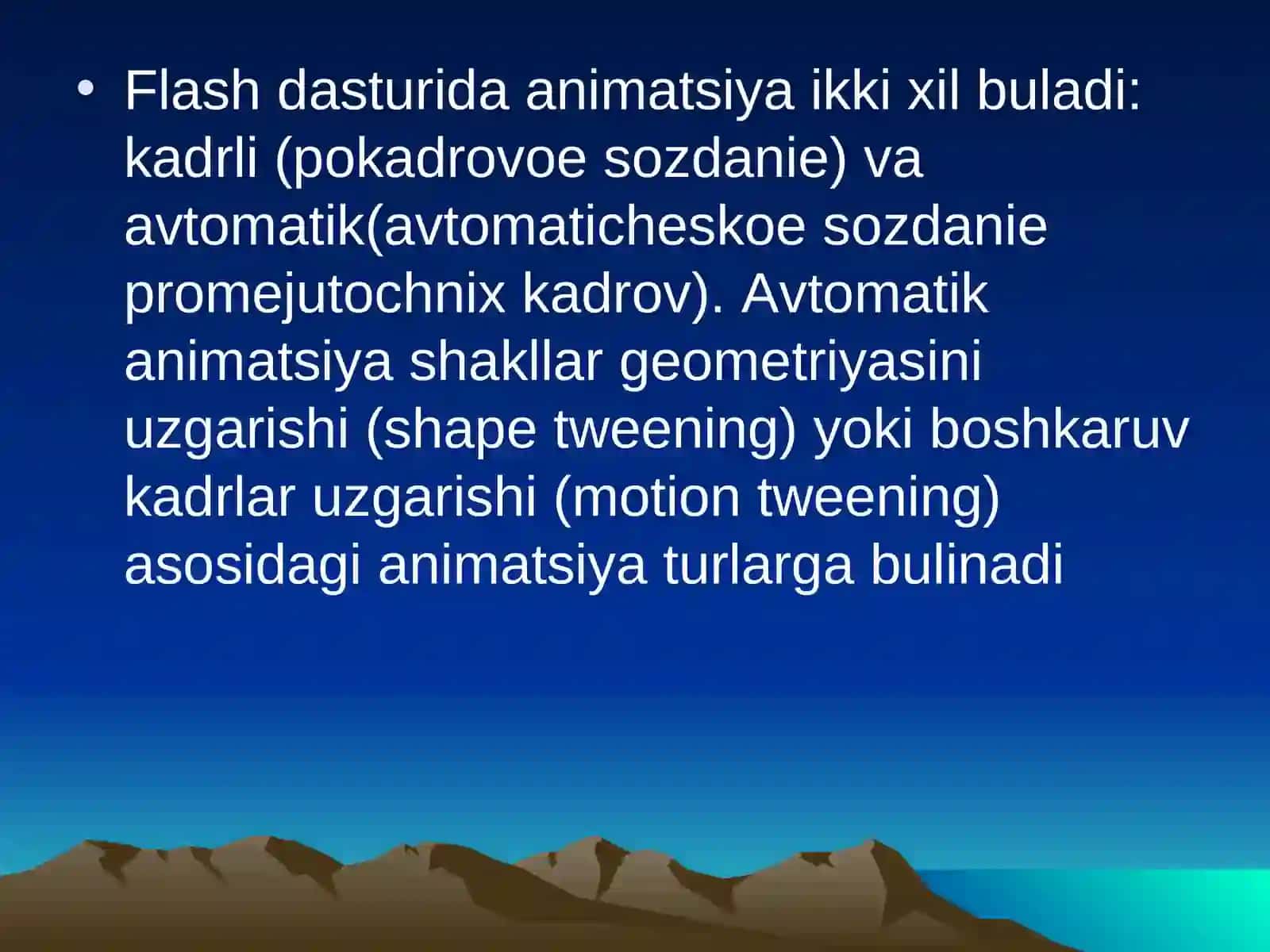 Kadrlar ustida amallar va animatsiyalar 2