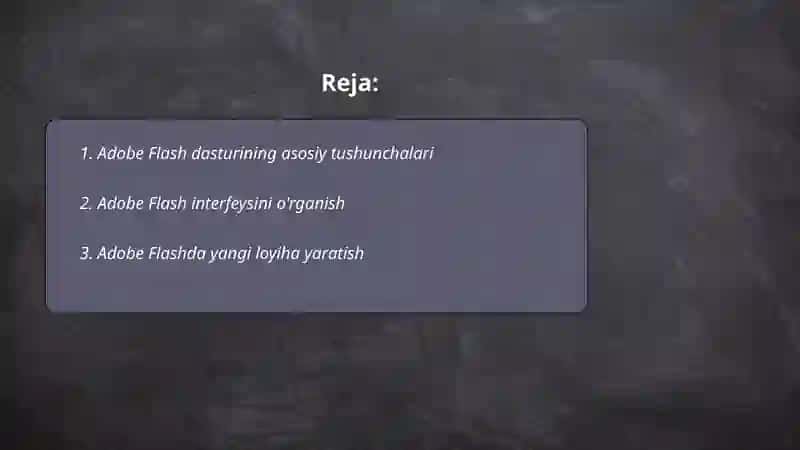 Adobe Flash dasturida ishlash 2