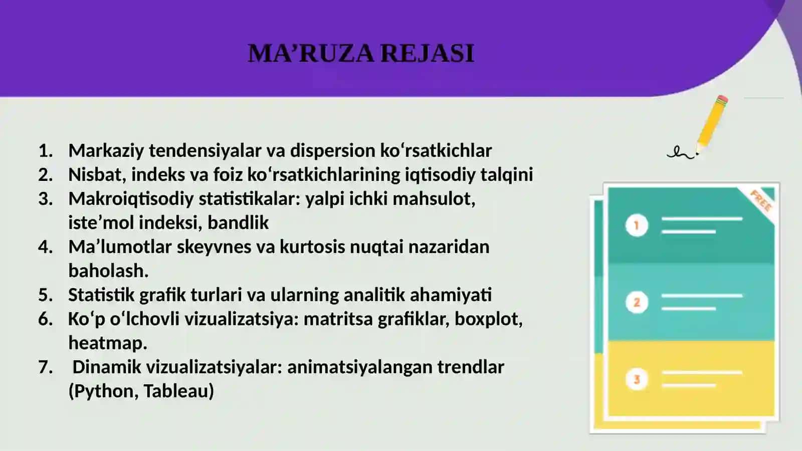 Vaqt qatorlari tahlili va iqtisodiy prognozlash asoslari 2