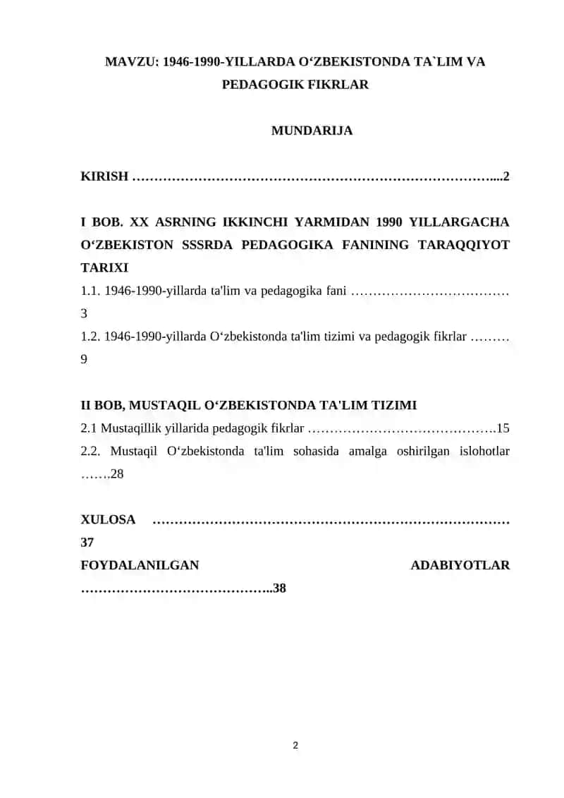 O‘ZBEKISTONDA TA`LIM VA PEDAGOGIK FIKRLAR 2