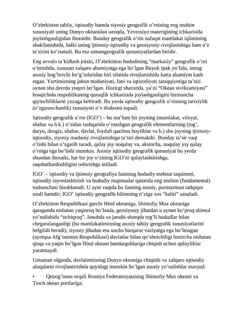 O’zbekistonning Iqtisodiy va Ijtimoiy Geografiyasi 2